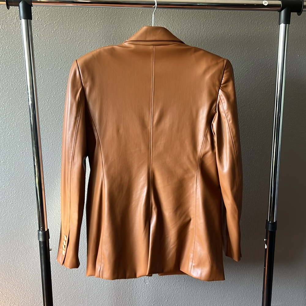 Zara TAN LEATHER Blazer - Picture 8 of 12